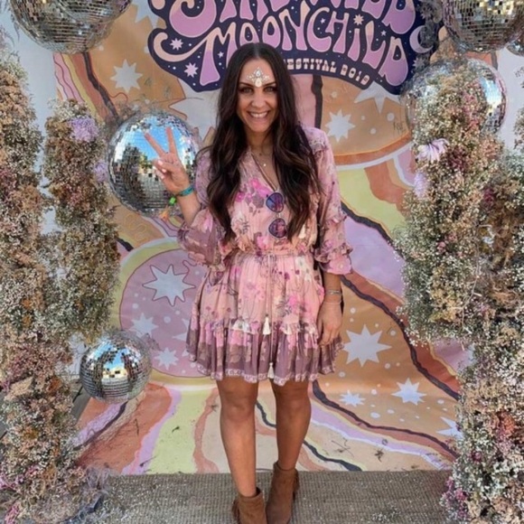 New In SALE!Frilly Pretty In PinkFloral Boho Dress - Picture 7 of 8